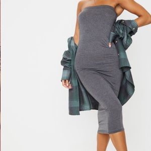 Gray Midi Tube Dress